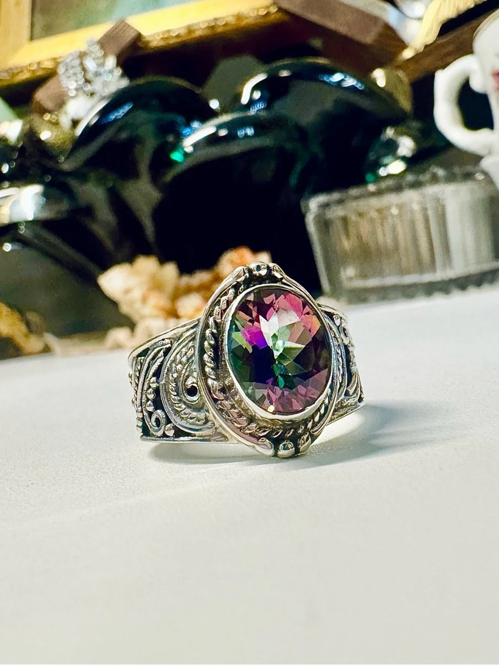Stunning Handmade Sterling Silver Mystic Fire Topaz Ring (8)